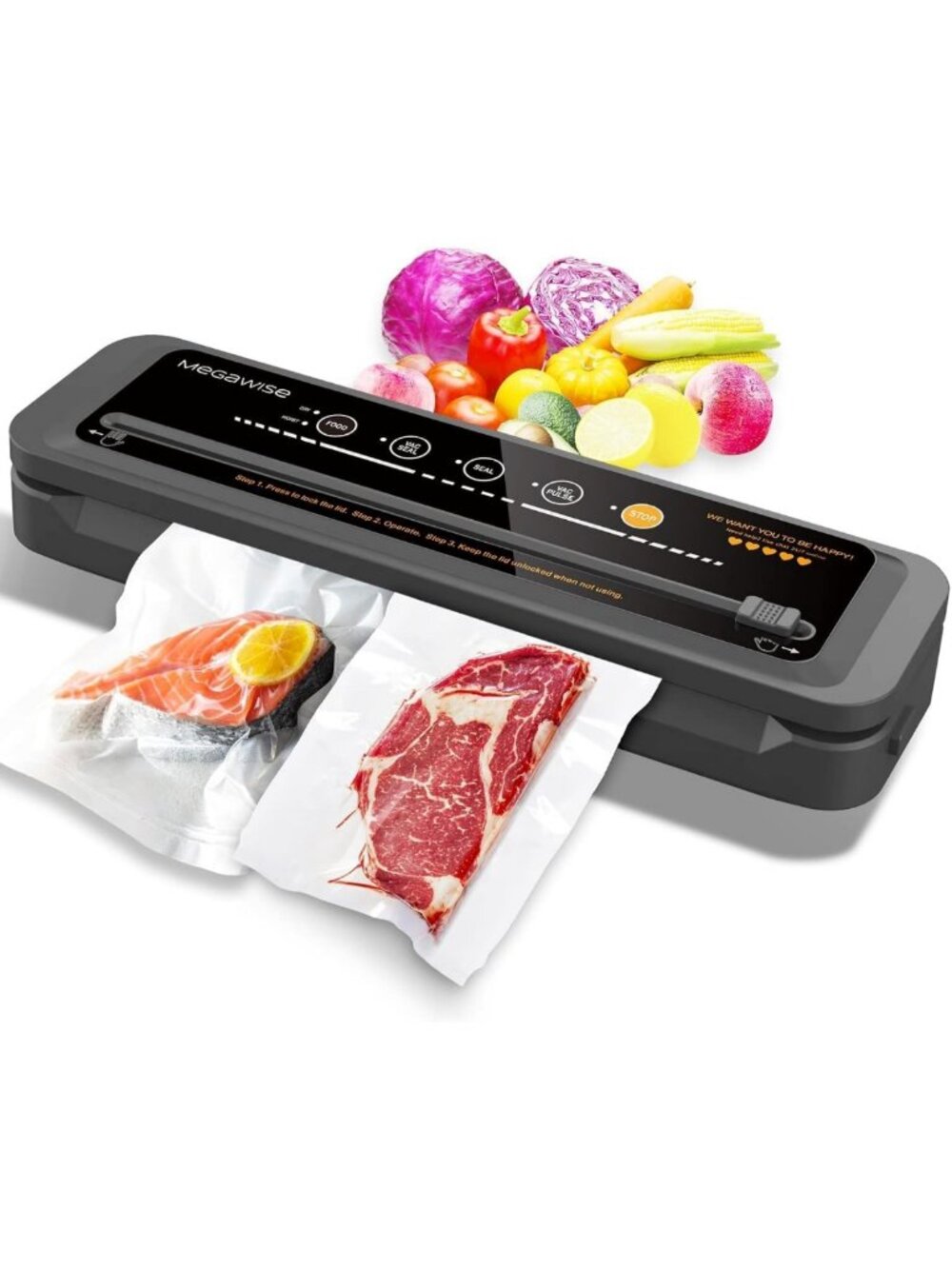 Compact Vacuum Sealer Machine | 80kPa Suction Power | Automatic Food Saver with